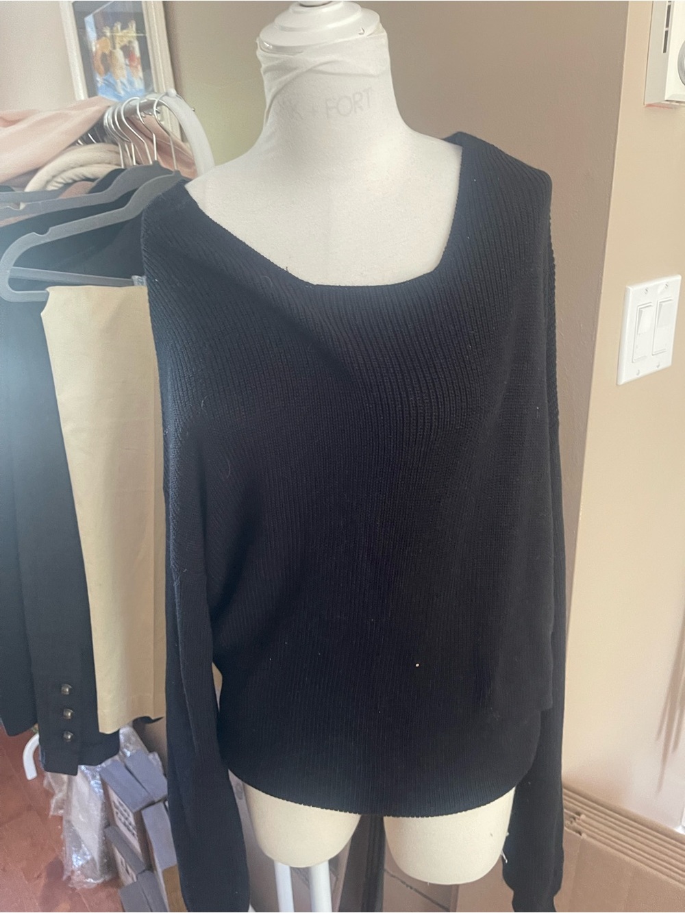 OAK+FORT Reversible Knot Black Women's Knit Sweater